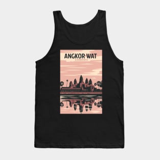 A Vintage Travel Art of Angkor Wat - Cambodia Tank Top